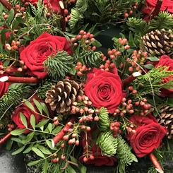 Christmas Flowers florist choice in reds and golds